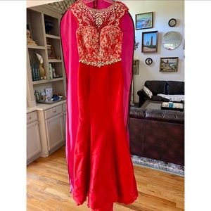 Red, beaded, MacDuggal, formal/prom dress